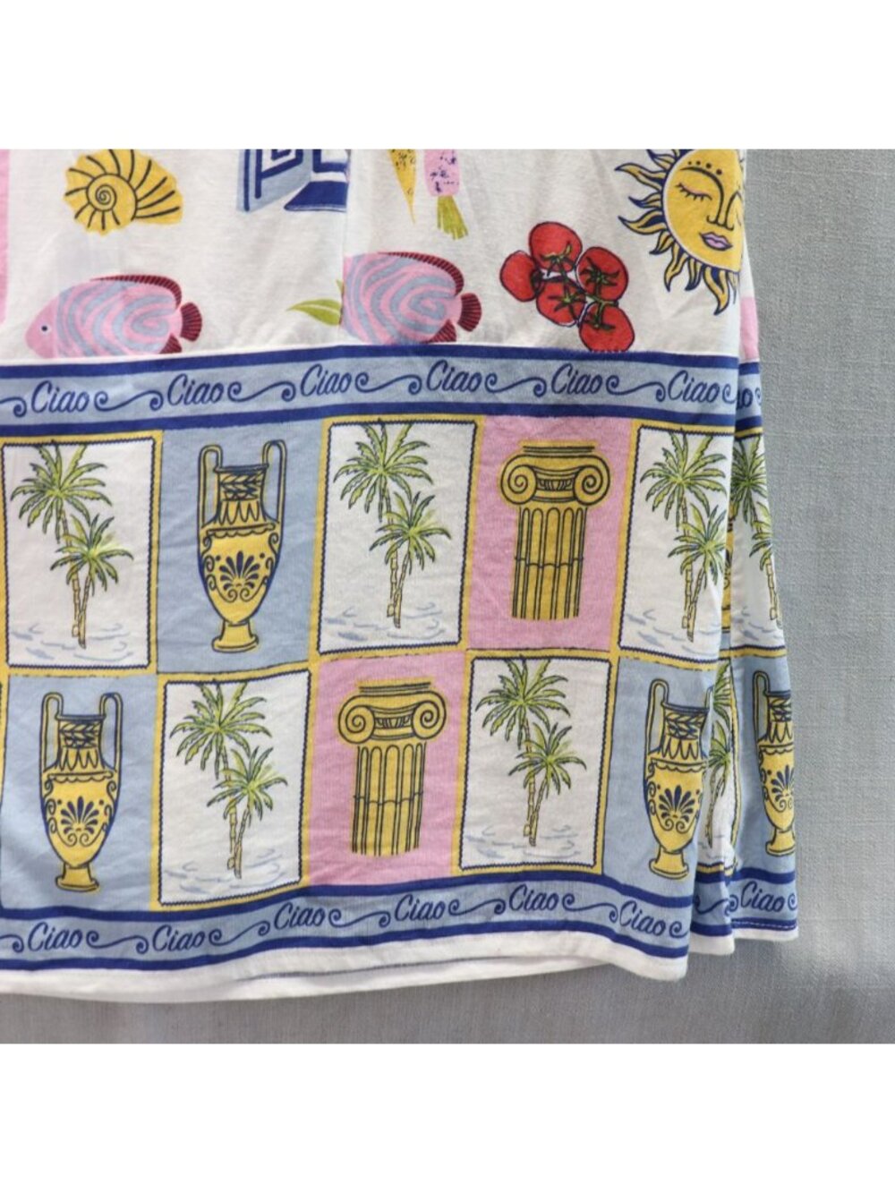 Japna Mediterranean Tile Print Dress Medium Strapless Tie Back Ciao Lobster Sun - Picture 9 of 15